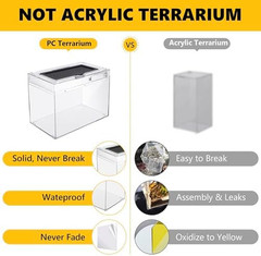 Reptile PC Terrarium,Anti Breakage 12X7X9 Inch and Reptile PC Terrarium,Anti Bre