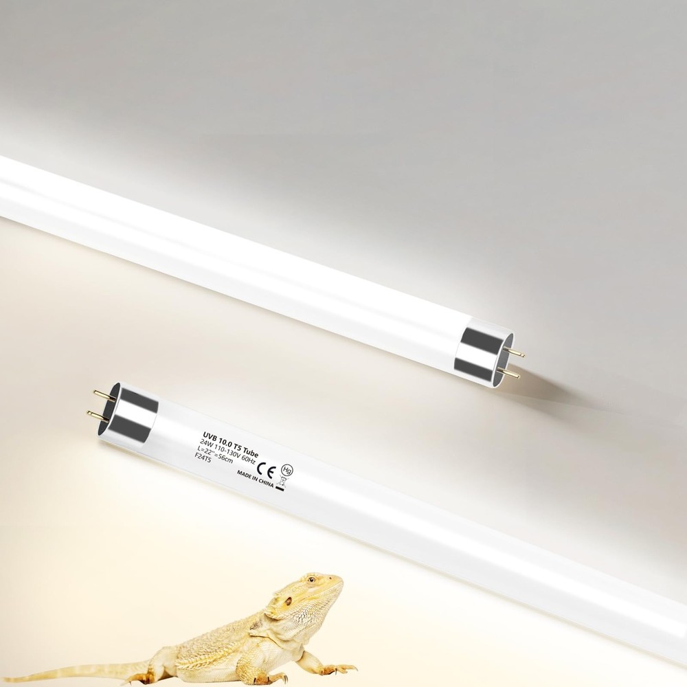 2 Pack T5 HO 10.0 UVB Reptile Bulb 24W, 22-Inch UVA UVB Light for Reptiles, F…