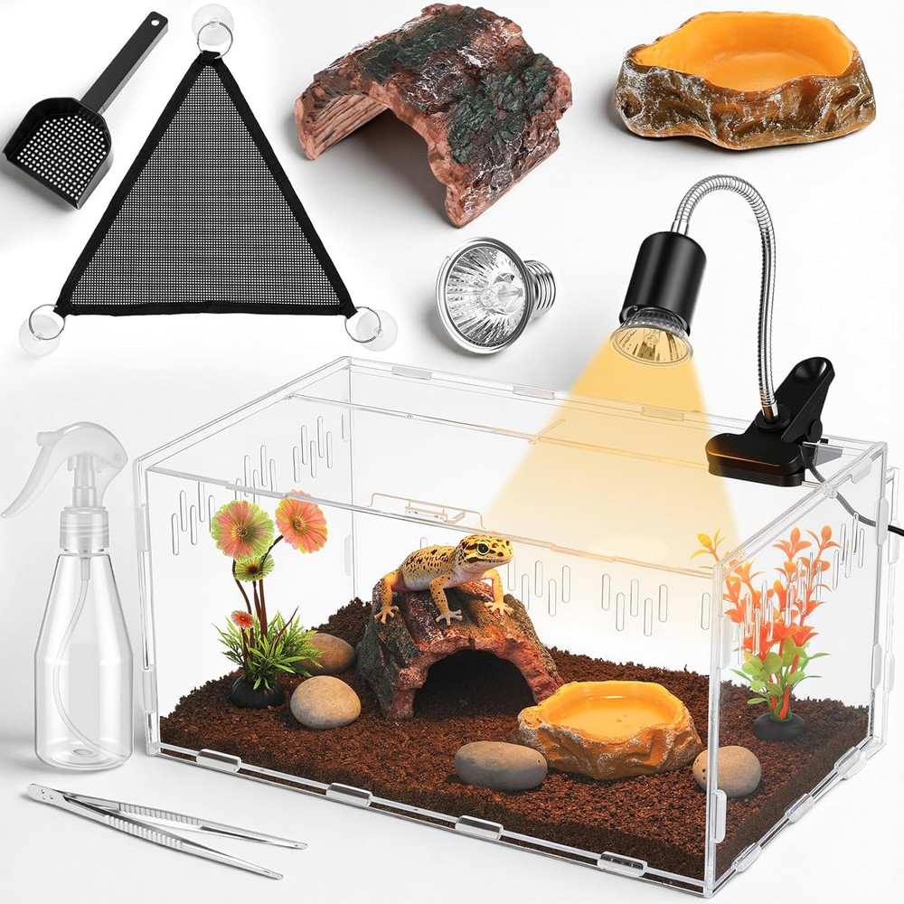 13 Pcs Mini Reptile Terrarium Starter Kits, 12X8X6” Insect Amphibians Reptile T