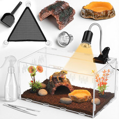13 Pcs Mini Reptile Terrarium Starter Kits, 12X8X6” Insect Amphibians Reptile T