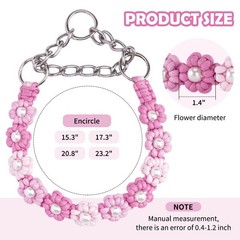 Handmade Flower Dog Collar, Adjustable Paracord Woven Pet Collar with Faux Pe…
