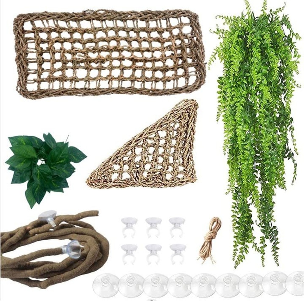 Bearded Dragon Hammock,Reptile Lounger Lizard Natural Seagrass Habitat Decor …