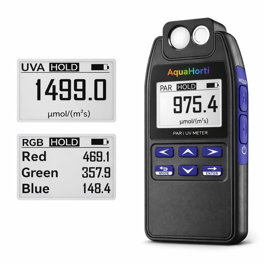AH-Quantuv PAR Meter for Grow Lights, PPFD Meter 400-750nm with UVA Measureme…