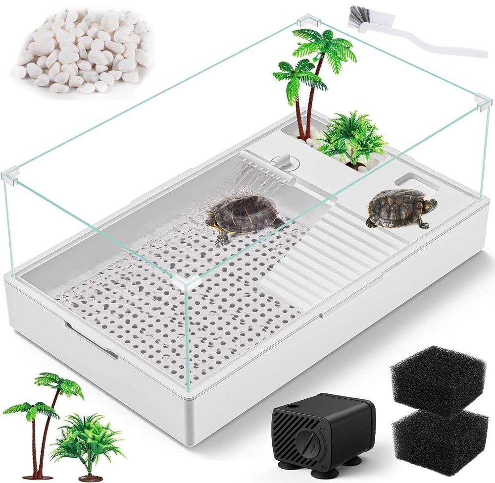 MoonOrange Large Turtle Tank (Tank + Water Pump), Acrylic Turtle Tank Starter…