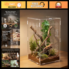 Acrylic Tarantula Enclosure 8x8x12 – Front Opening Terrarium with Lock, Ventilat