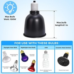 5.5 Inch Reptile Deep Dome Light Fixture – UVB Heat Lamp Holder with Ceramic Soc