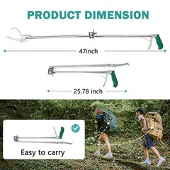 47″/50″/52″ Heavy Duty Foldable Snake Tongs Grabber Catcher Reptile Pick-up Tool