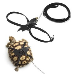 Tortoise Leash Harness with Bell Wings Leather Small Black