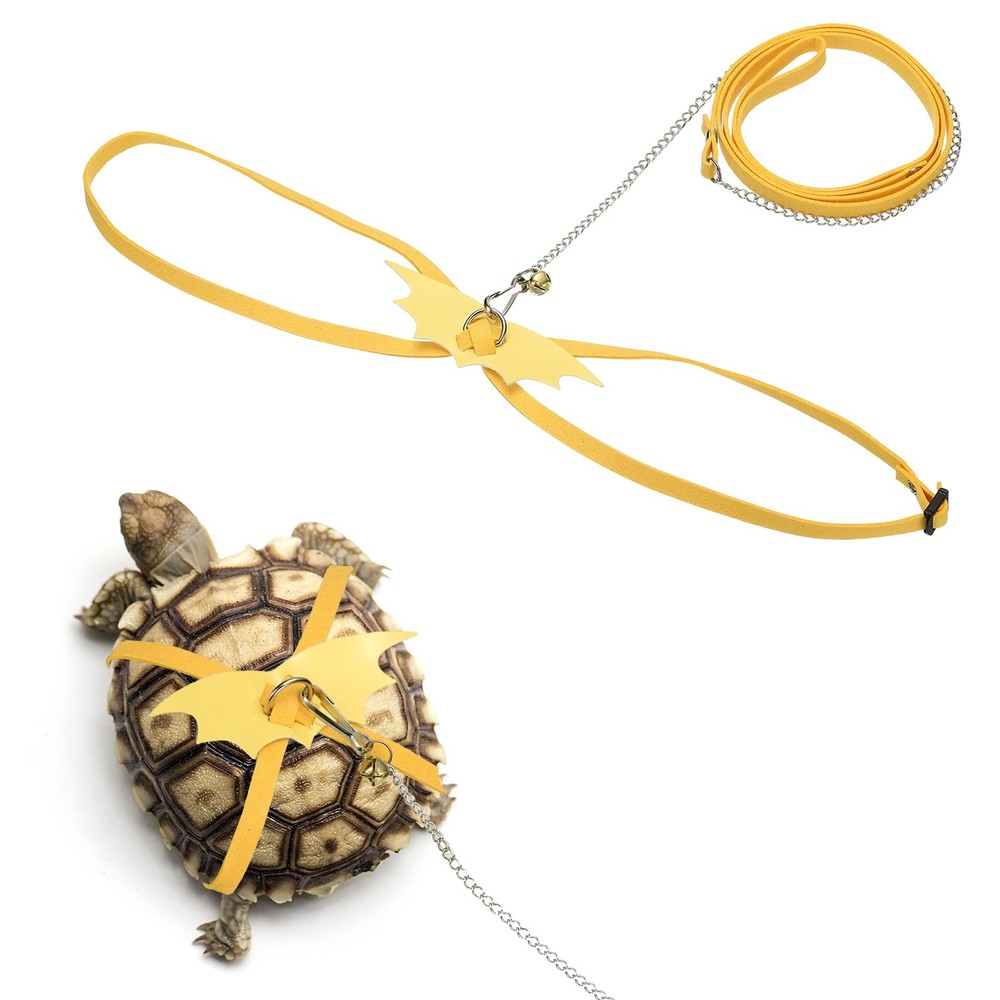 Tortoise Leash Harness with Bell Wings Leather Large Yellow