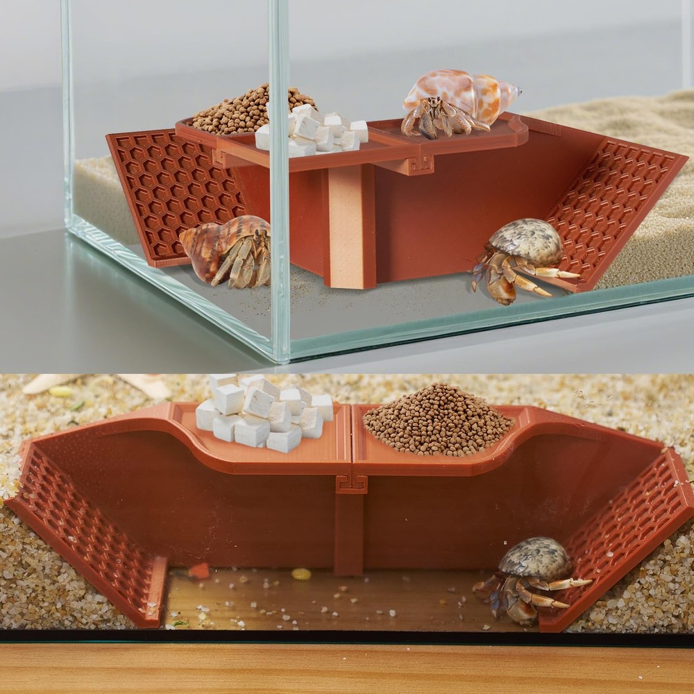 Hermit Crab Underground Hideout Cave Corner 3 In 1 Habitat Shelter Toy Brown