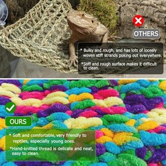 Hand-Knitted‌ Soft Lizard Hammock,Double-Layer Hammock for Bearded Dragon Tan…