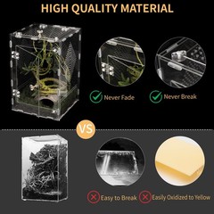 Acrylic Reptile Terrarium Easy Assembly Clear Secure 11.8×7.9×7.9 Inch Tank