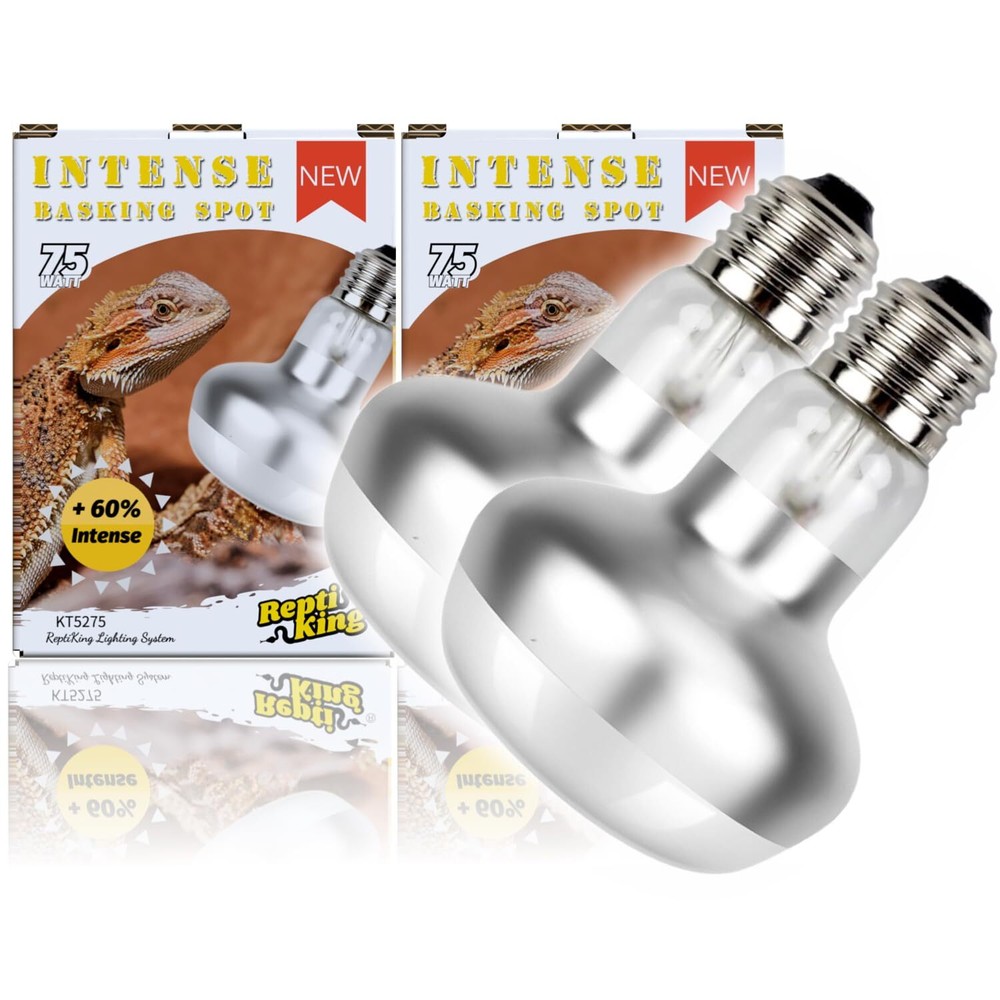 Reptile Heat Lamp 2-Pack 75W Basking Bulb Light for Reptiles UVA Daylight Bas…