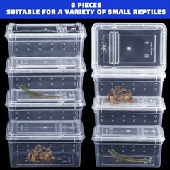 8 Pcs Reptile Breeding Box – Clear Plastic Terrarium for Bearded Dragon, Gecko,