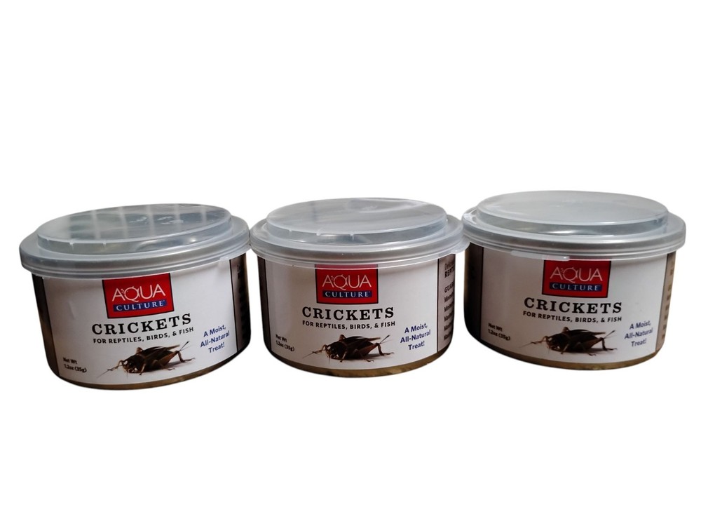(3 pack) Aqua Culture Crickets for Reptiles Birds & Fish 1.2 oz (3.6 oz Total)
