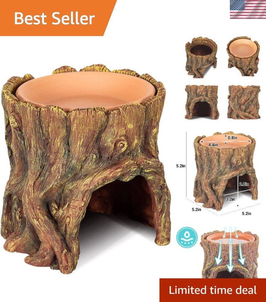 Naturalistic Leopard Gecko Hide Cave – Safe Resin Design with Clay Water Basin