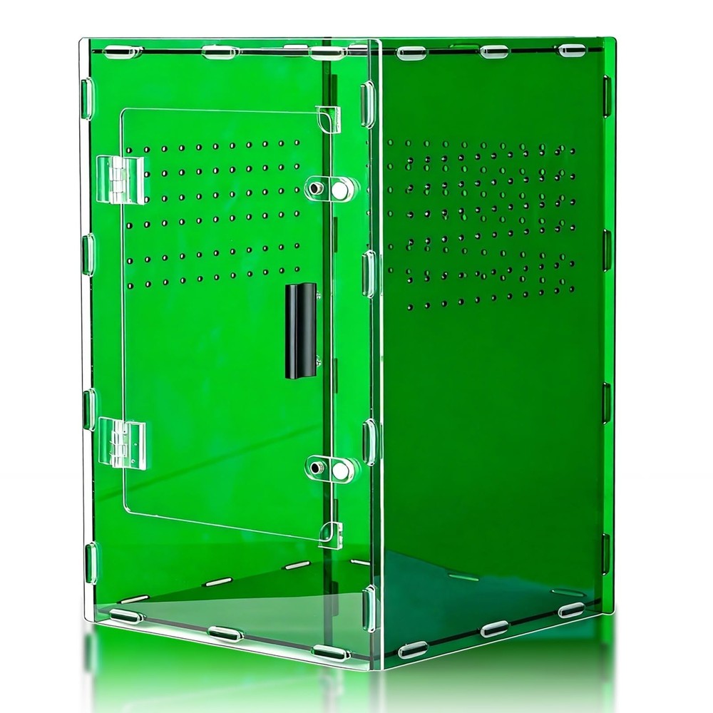 8x8x12 Acrylic Terrarium Reptile Tank – Cyberpunk Deep Green Reptile Enclo
