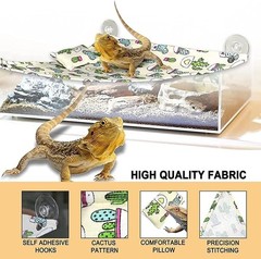 Yulaexie 2 PCS Lizard Hammock Reptile Bed Bearded Dragon Tank Beige