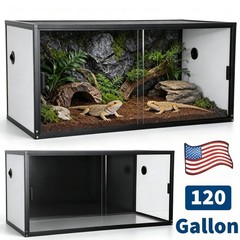 48″x24″x24″ Reptile Enclosure 120 Gallon Large Reptile Terrarium Habitat Tank US