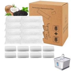 Cat Water Fountain Filters for 4L/135oz – 8 Replacement & Sponges