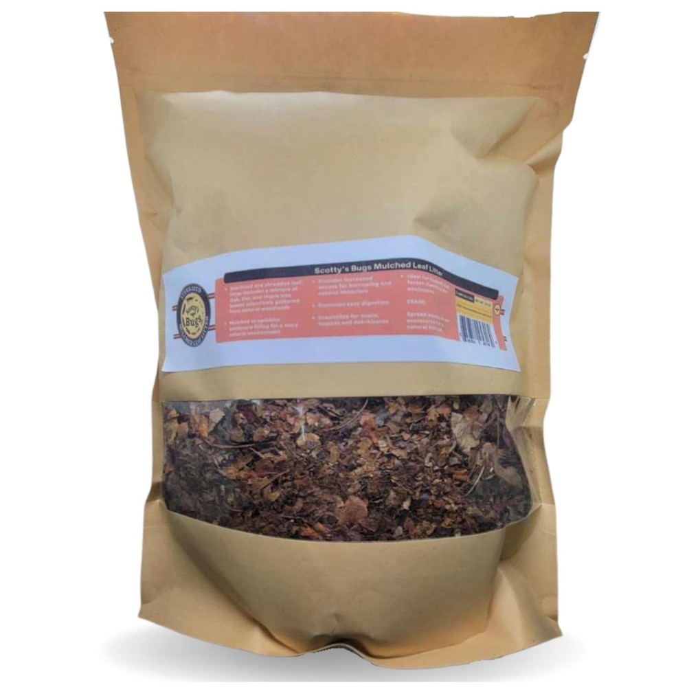 SCOTTY’S BUGS Mulched Leaf Litter for Reptiles, Isopods Live & 12oz, Brown