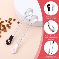 2 PCS Stainless Steel Dog Cat Food Scoop, Metal Pet Spoons for Wet Food, Cute…