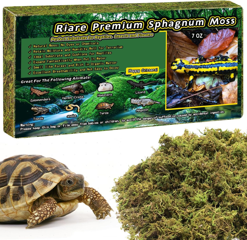7 OZ Premium Sphagnum Moss for Reptiles- 10QT Natural Live Moss Reptile Moss Bed
