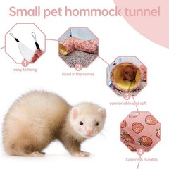Rat Ferret Hammock Toys Cage Accessories, Guinea Pig Hideout Tunnel, Warm Bed…