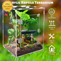 Large Jumping Spider Enclosure, Acrylic Ventilated Terrarium with Magnetic Front