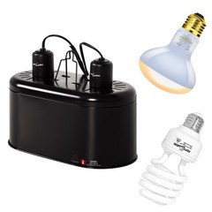 REPTI ZOO Dual Reptile Light Fixture Reptile Heat Lamp Combo Pack, 100W UVA D…