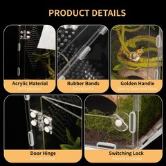 Acrylic Reptile Terrarium Easy Assembly Clear Secure 11.8×7.9×7.9 Inch Tank