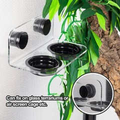 WACOOL Magnetic Reptile Ledge, Acrylic Gecko Feeding Ledge with 6PCS Black