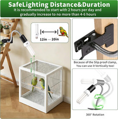 Bird Cage UVB Light Combo Kit, Avian Sun Lamp 2.4% UVB UVA 20W Compact Fluoresce