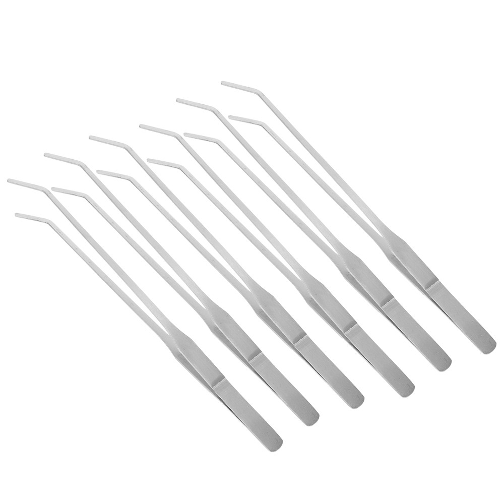 6Pcs Silver Stainless Steel Aquarium Plant Tweezers Round Nose Feeding Tool