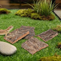 4Pcs Reptile Climbing Platforms Natural Bark Terrarium Accessories Light Brown
