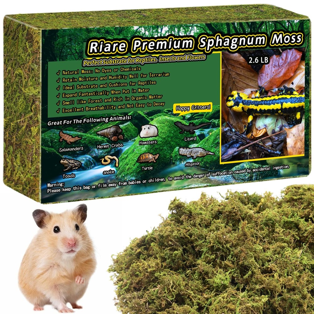 2.6LB Sphagnum Moss for Reptiles, 100QT Natural Live Moss Terrarium Bedding