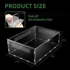 Micro Habitat Terrarium Enclosure, 6X11X16 Inch Jumping Spider Enclosure with Lo
