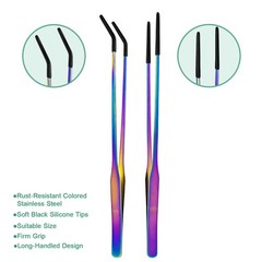 Reptile Feeding Tongs, 10.6″ Straight & Curved (Multicolor)