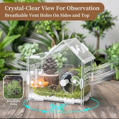 Jumping Spider Enclosure for Small Species, Acrylic Reptile Terrarium Habitat wi