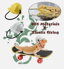 Small Reptile Accessories Engineer Hat & Skateboard Lizard (T4)