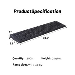 2 Pack Rubber Curb Ramps Driveway ramp, 2″ H, 39.4″ L, 9.8″ W, Heavy Loading …