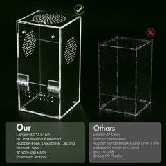 Jumping Spider Enclosure Acrylic Habitat Magnetic Door 3.5×3.5×7 Vent