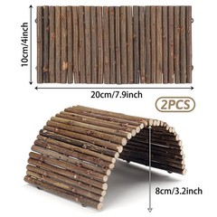 QUOZUO 2PCS Reptile Hideout Hermit Crab Bendable Bridge, Wooden Hermit Crab H…