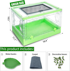Travel Foldable Reptile Terrarium with Sliding Door Portable Spider Enclosure, L