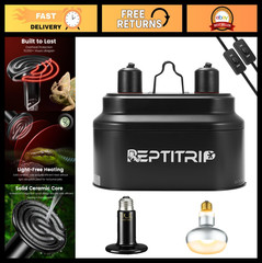 Dual Reptile Light Fixture Combo – 100W Day & Night Heat Bulbs, 2 Switches