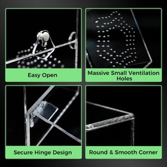Acrylic Jumping Spider Enclosure, Secure Front Opening Door, 4x4x8 inch, Vent…