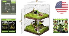 2 in 1 Customizable Acrylic Terrarium for Jumping Spiders and More, 12”x8”x8”