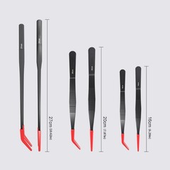 Ergonomic Pair of Curved Straight Tip Feeding Tongs for Reptile Care Maintenance