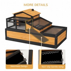 3-Room Tortoise Habitat House w/ Balcony & 2 Stories, 44″ x 25.5″ x 25″, Yellow