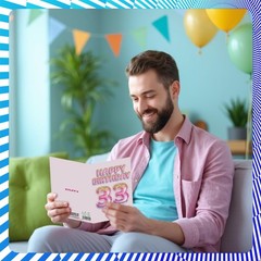 Stuff4 33rd Birthday Cards for Men Women – Pink & Purple Glitter Balloons – H…
